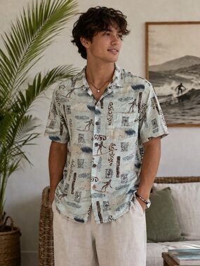 Go Barefoot  Men’s Vintage Hobie Hawaiian-style shirt Size M